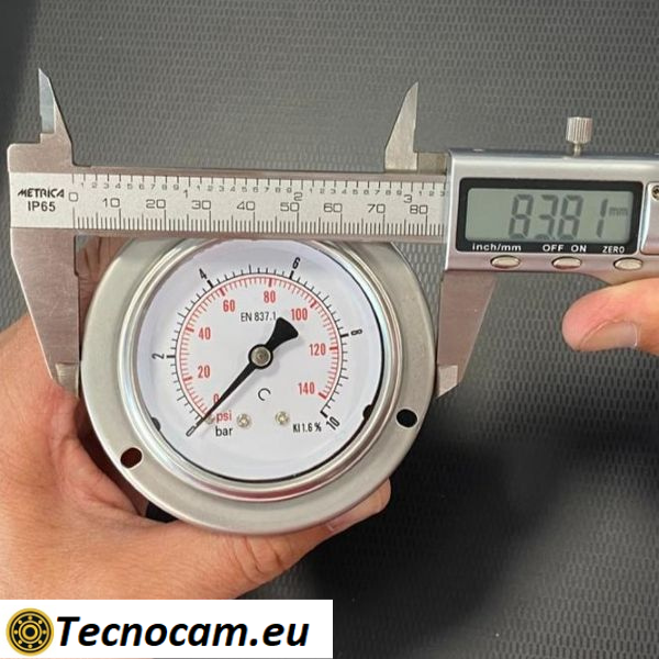 Manometro a SECCO Scala 0-10 Bar, con FLANGIA e Attacco Posteriore Maschio Gas 1/4" serie MANXPFSG