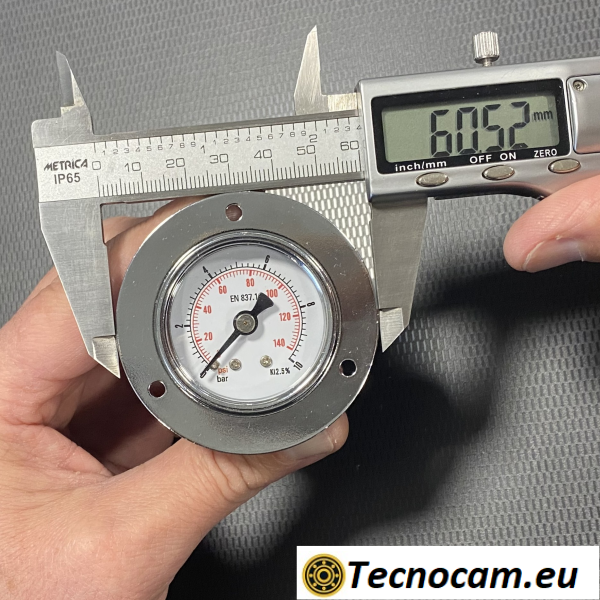 Manometro a SECCO Scala 0-10 Bar, con FLANGIA e Attacco Posteriore Maschio Gas 1/8" Serie MAN40PFSG