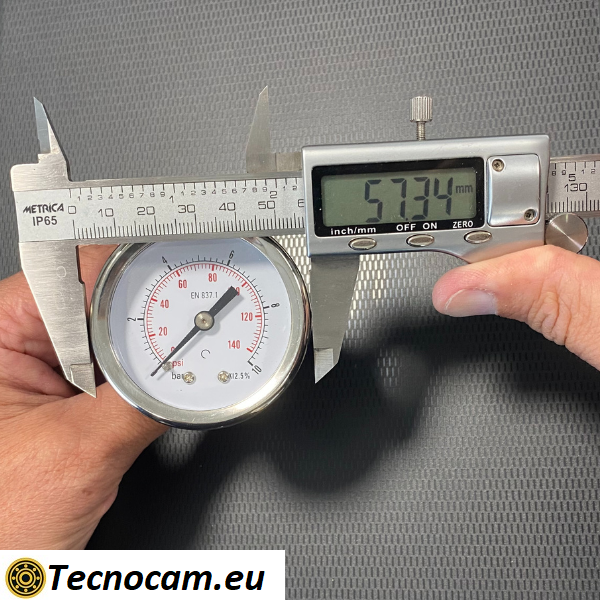 Manomètre à sec, échelle 0-10 bar, boîtier 50 mm, raccord gaz mâle arrière 1/4", série MANX50PSG