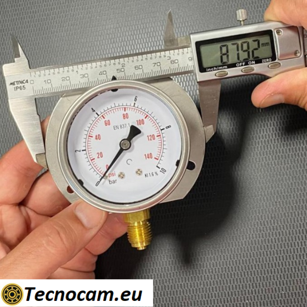 Manometro a SECCO Scala 0-10 Bar, con FLANGIA e Attacco Radiale Maschio Gas 1/4" serie MANXRFSG