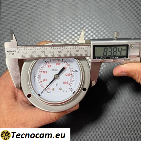 Manometro a SECCO Scala 0-100 Bar, con FLANGIA e Attacco Posteriore Maschio Gas 1/4" serie MANXPFSG