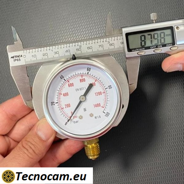 Manometro a SECCO Scala 0-100 Bar, con FLANGIA e Attacco Radiale Maschio Gas 1/4" serie MANXRFSG