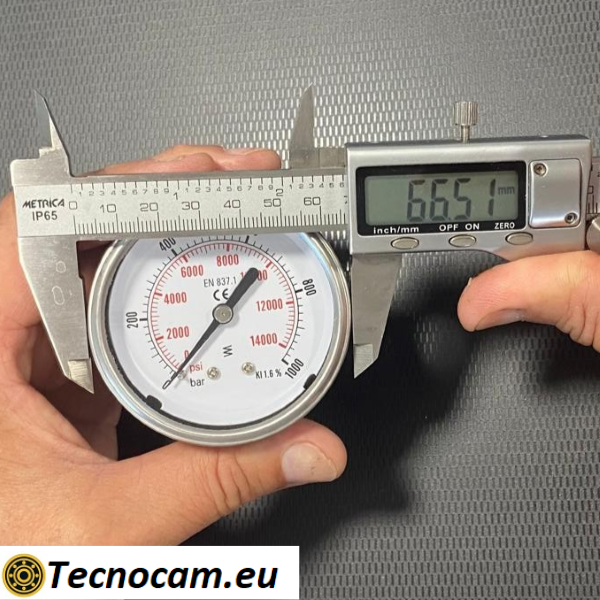 Manometro a SECCO Scala 0-1000 Bar, Attacco Posteriore Maschio Gas 1/4" serie MANXPSG