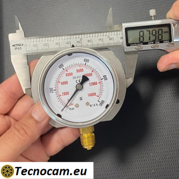 Manometro a SECCO Scala 0-1000 Bar, con FLANGIA e Attacco Radiale Maschio Gas 1/4" serie MANXRFSG