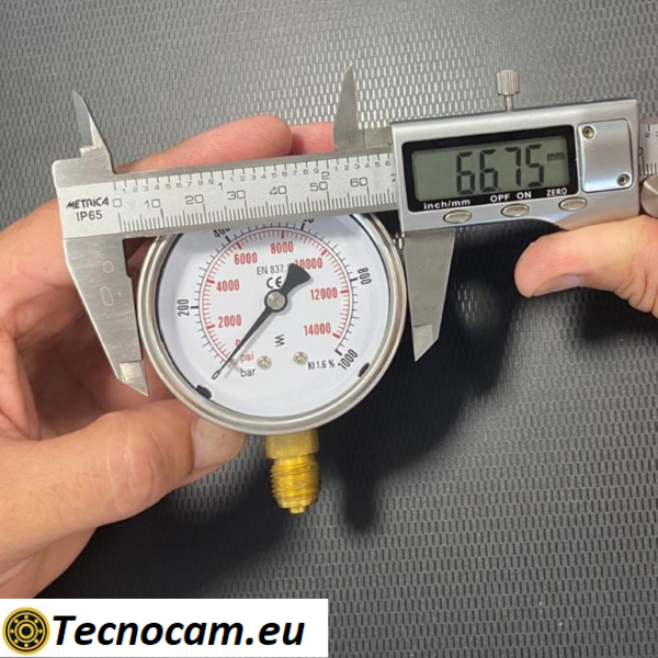 Manometro a SECCO Scala 0-1000 Bar, Attacco Radiale Maschio Gas 1/4" serie MANXRSG