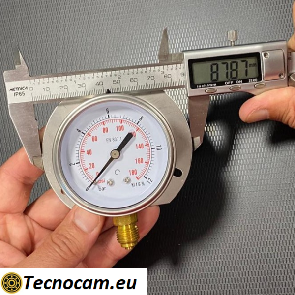 Manometro a SECCO Scala 0-12 Bar, con FLANGIA e Attacco Radiale Maschio Gas 1/4" serie MANXRFSG