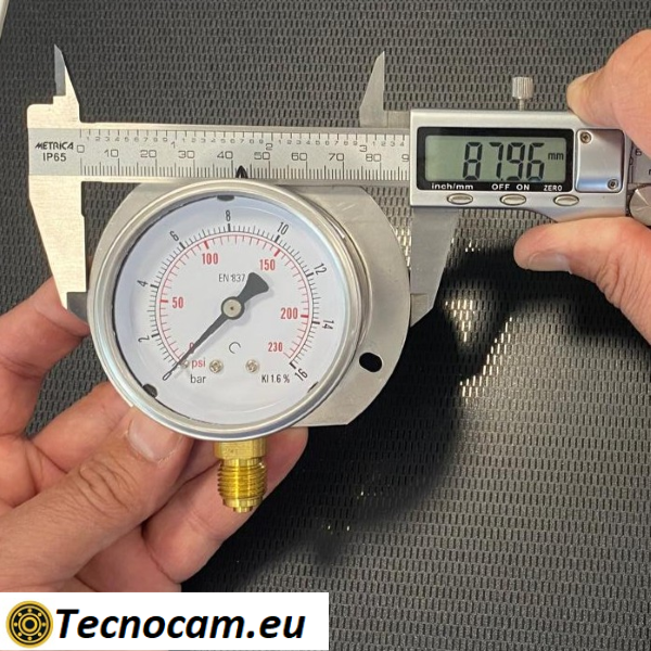 Manometro a SECCO Scala 0-16 Bar, con FLANGIA e Attacco Radiale Maschio Gas 1/4" serie MANXRFSG