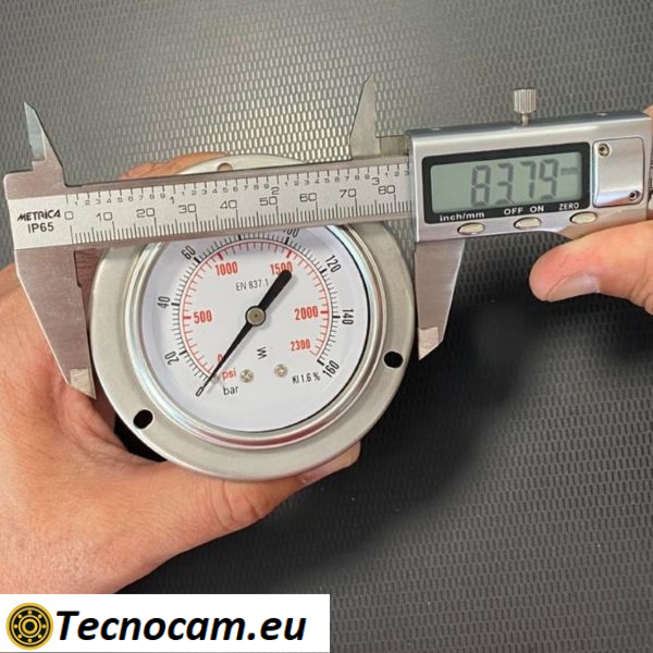 Manometro a SECCO Scala 0-160 Bar, con FLANGIA e Attacco Posteriore Maschio Gas 1/4" serie MANXPFSG