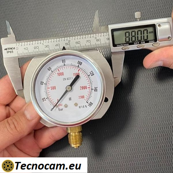 Manometro a SECCO Scala 0-160 Bar, con FLANGIA e Attacco Radiale Maschio Gas 1/4" serie MANXRFSG