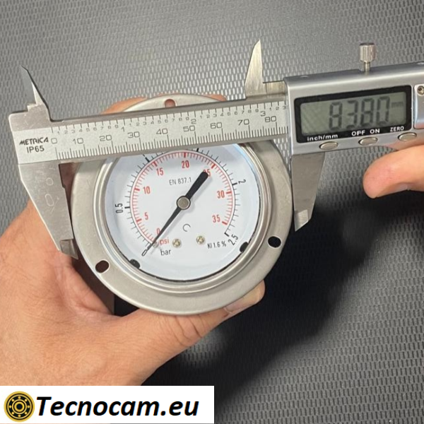 Manometro a SECCO Scala 0-2,5 Bar, con FLANGIA e Attacco Posteriore Maschio Gas 1/4" serie MANXPFSG