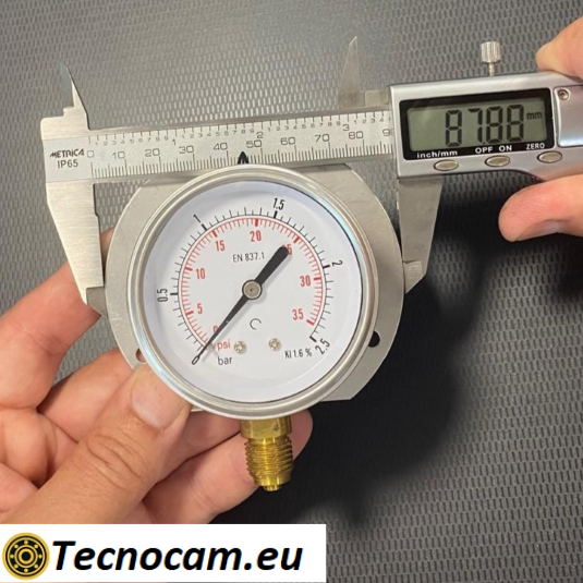 Trockenmanometer, Skala 0–2,5 bar, mit Flansch und 1/4"-Außengewinde-Gasanschluss
