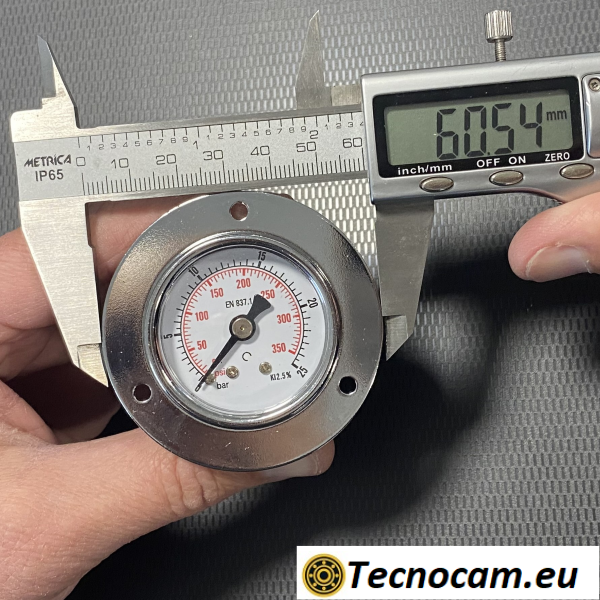 Manometro a SECCO Scala 0-25 Bar, con FLANGIA e Attacco Posteriore Maschio Gas 1/8" Serie MAN40PFSG