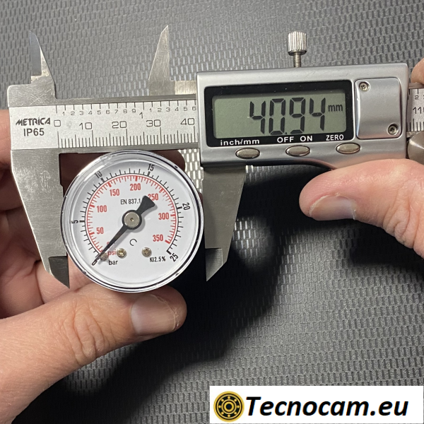 Trockenmanometer, Skala 0–25 bar, 1/8"-Außengewinde-Gasanschluss hinten 