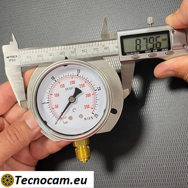 Manometro a SECCO Scala 0-25 Bar, con FLANGIA e Attacco Radiale Maschio Gas 1/4" serie MANXRFSG