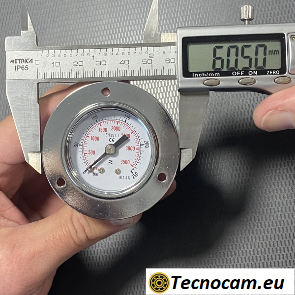 Manometro a SECCO Scala 0-250 Bar, con FLANGIA e Attacco Posteriore Maschio Gas 1/8" Serie MAN40PFSG