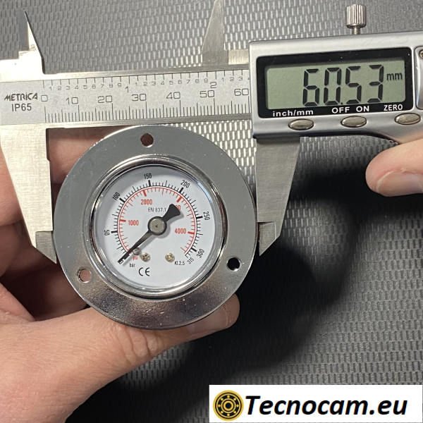 Manometro a SECCO Scala 0-315 Bar, con FLANGIA e Attacco Posteriore Maschio Gas 1/8" Serie MAN40PFSG