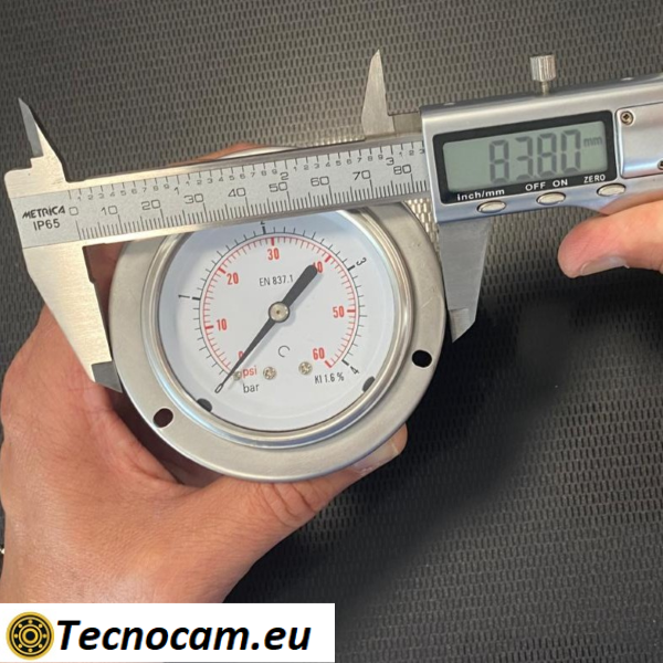 Manometro a SECCO Scala 0-4 Bar, con FLANGIA e Attacco Posteriore Maschio Gas 1/4" serie MANXPFSG