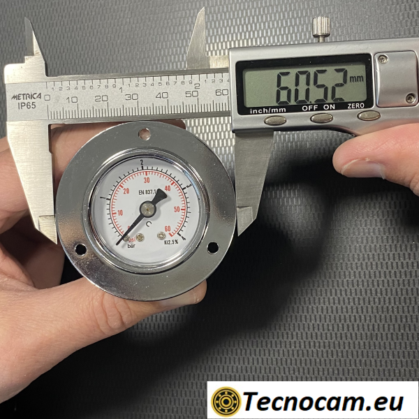 Manometro a SECCO Scala 0-4 Bar, con FLANGIA e Attacco Posteriore Maschio Gas 1/8" Serie MAN40PFSG