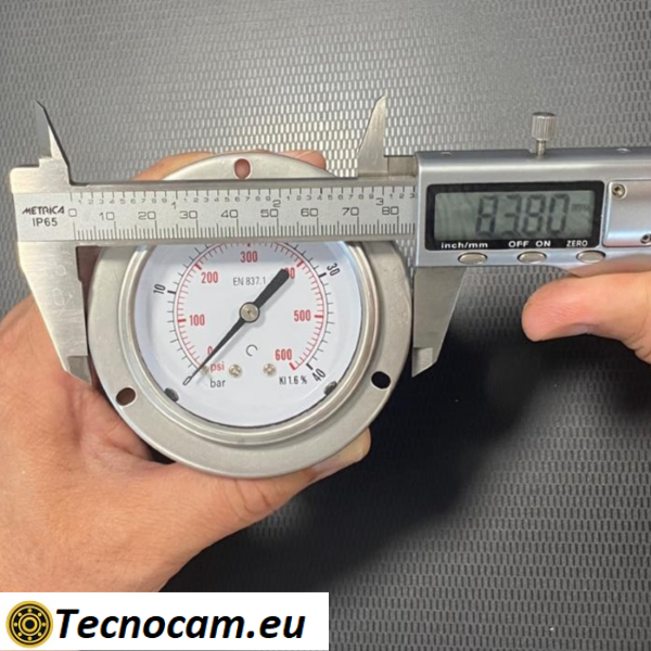 Manometro a SECCO Scala 0-40 Bar, con FLANGIA e Attacco Posteriore Maschio Gas 1/4" serie MANXPFSG
