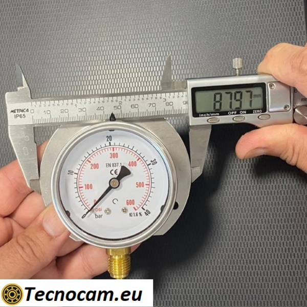 Manometro a SECCO Scala 0-40 Bar, con FLANGIA e Attacco Radiale Maschio Gas 1/4" serie MANXRFSG