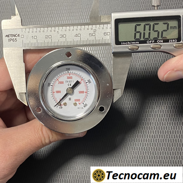 Manometro a SECCO Scala 0-400 Bar, con FLANGIA e Attacco Posteriore Maschio Gas 1/8" Serie MAN40PFSG