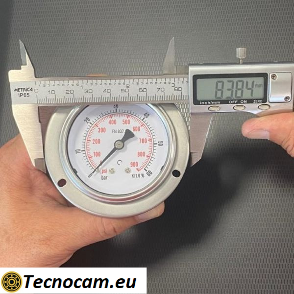 Manomètre à sec, échelle 0-60 bar, avec bride et raccord arrière mâle gaz 1/4", série MANXPFSG
