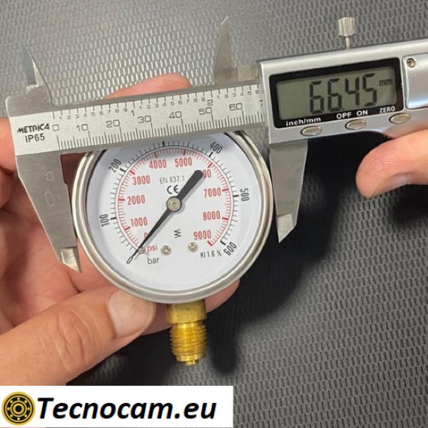 Manometro a SECCO Scala 0-600 Bar, Attacco Radiale Maschio Gas 1/4" serie MANXRSG