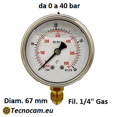 Manometro Glicerina E Flangia 0-16 Bar Attacco Posteriore Maschio 1/4 - Store - Foto 5