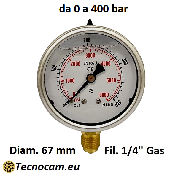 Manometro Acqua/Gas 40mm 0-4Bar - Ottone Interno, Doppia Scala Bar/Psi, Per Uso Idraulico E Pneumatico - Foto 10