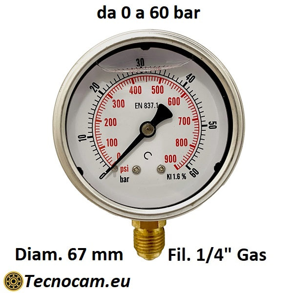 Manometro Per Autoclave Con Attacco Radiale 1/4'' - Scala 0-6 Bar - Foto 3