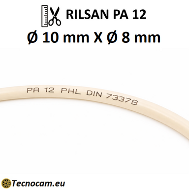 Tube Rilsan PA12 PHL 10×8 mm naturel pour air comprimé, diamètre extérieur 10 mm et intérieur 8 mm