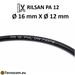 Tube Rilsan PA12 PHL 16×12 mm noir pour air comprimé, diamètre extérieur 16 mm et intérieur 12 mm
