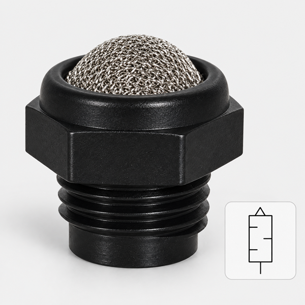 Silencieux pour air comprimé en polyamide PA6 avec fil en acier inoxydable
