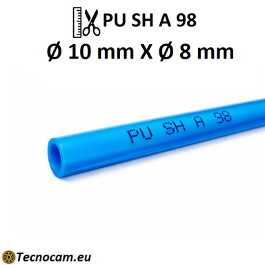 Blauer Polyurethanschlauch PU SH98 für Druckluft, Außendurchmesser 10 mm, Innendurchmesser 8 mm