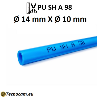 Blauer Polyurethanschlauch PU SH98 für Druckluft, Außendurchmesser 14 mm, Innendurchmesser 10 mm