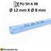 Tubo pneumatico in poliuretano SH98 azzurro per aria compressa, diametro esterno 12 mm e diametro interno 8 mm