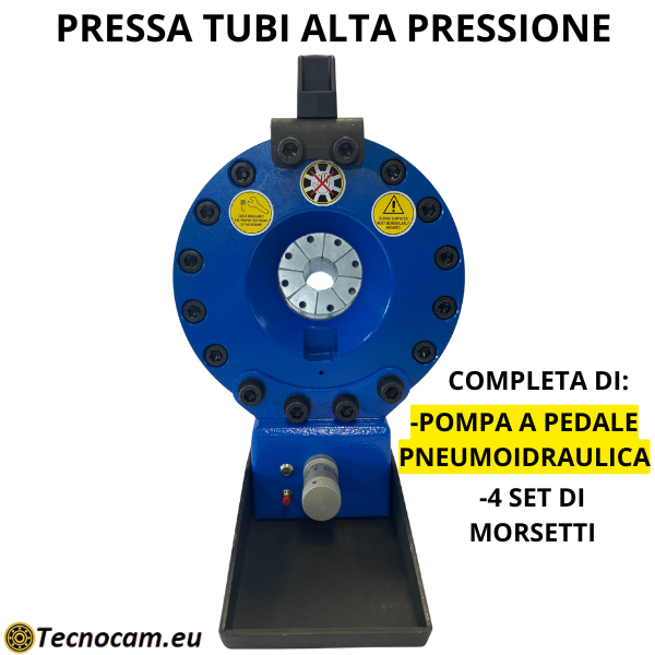 Pressa per Tubi Oleodinamici Flessibili Alta Pressione Completa di Pompa a Pedale Pneumoidraulica e 4 Set di Morsetti