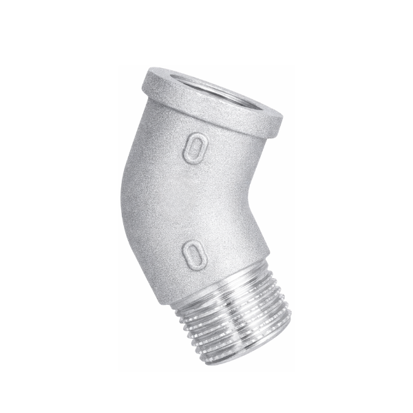 Raccordo per Idraulica Curva 45° Maschio Femmina in Ottone Cromato Sabbiato- Serie Pesante