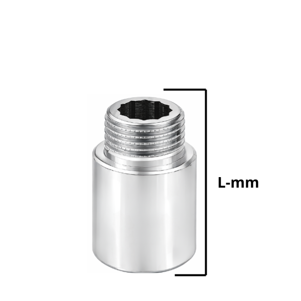 Raccordo per Idraulica Prolunga Pesante in Ottone Cromato Lucido- Serie Pesante