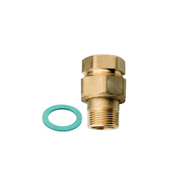 Raccordo per Idraulica Diritto a 3 Pezzi Sede Piana Maschio Femmina in Ottone Giallo