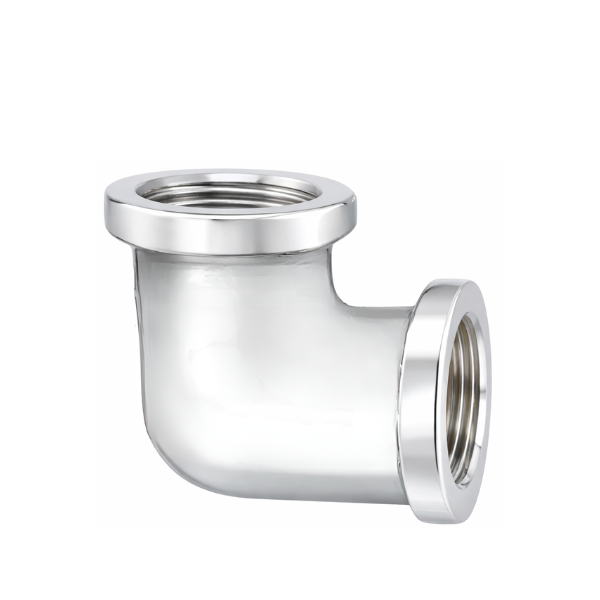 Raccordo per Idraulica Gomito Femmina Femmina in Ottone Cromato Lucido