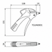 Disegno tecnico della pistola di soffiaggio per aria compressa con ugello corto da 19 mm: corpo 138 × 151 mm e larghezza 24 mm