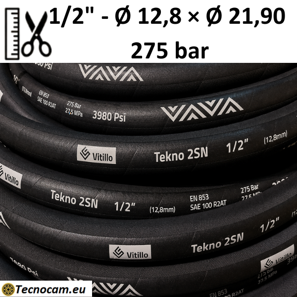 Tuyau hydraulique 2SN (R2T) au mètre, 1/2", 275 bar
