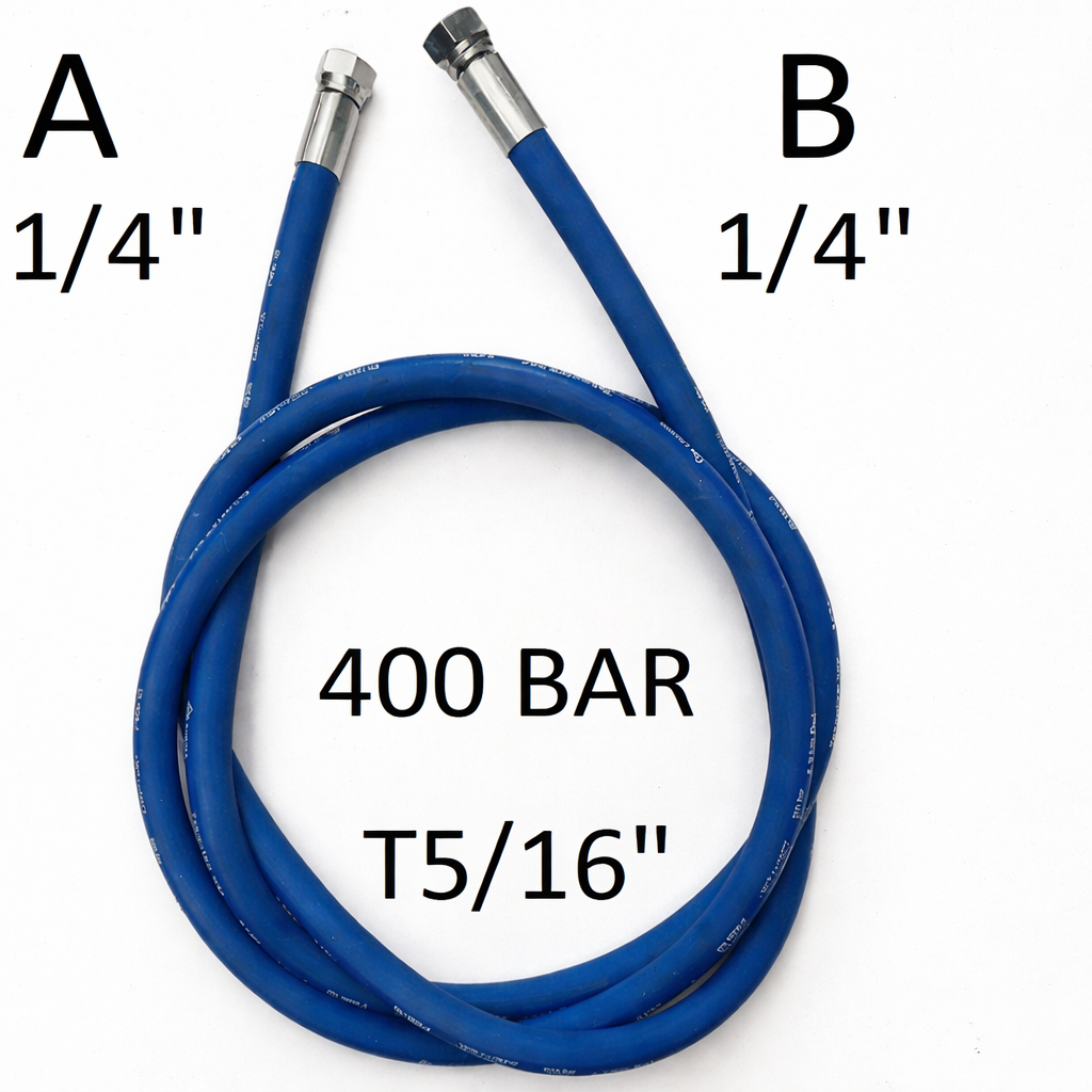 Tubo per Idropulitrici 5/16" 2SN 400 Bar tenuta cono 60°, raccordo A) fil. GAS 1/4" FEM. - raccordo B) fil. GAS 1/4" FEM.