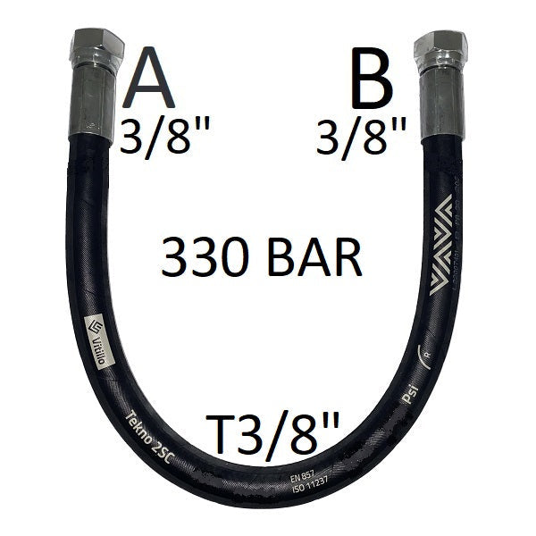 Tubo Oleodinamico Alta Pressione 3/8"  330 bar tenuta cono 60°, raccordo A) fil. GAS 3/8" FEM. - raccordo B) fil. GAS 3/8" FEM.