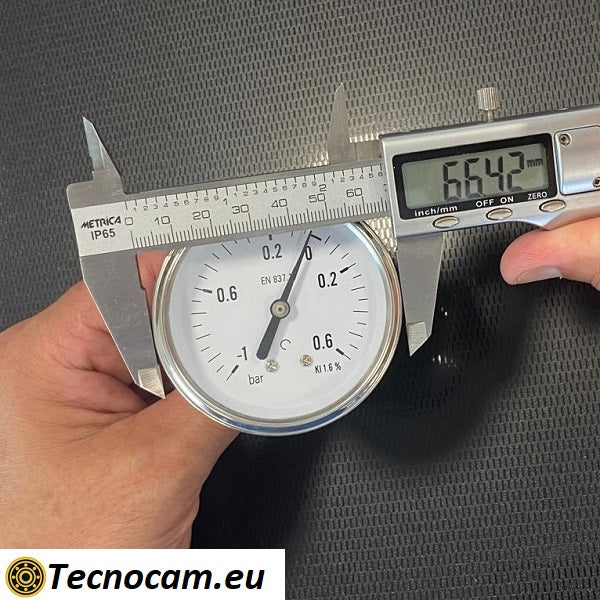 Vuotometro con GLICERINA Scala da -1 Bar a +0,6 Bar, Attacco Posteriore Maschio Gas 1/4" serie VUOTPCG
