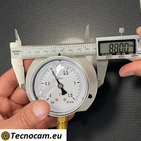 Vuotometro con GLICERINA Scala da -1 Bar a +1,5 Bar, con FLANGIA e Attacco Radiale Maschio Gas 1/4" serie VUOTRFCG