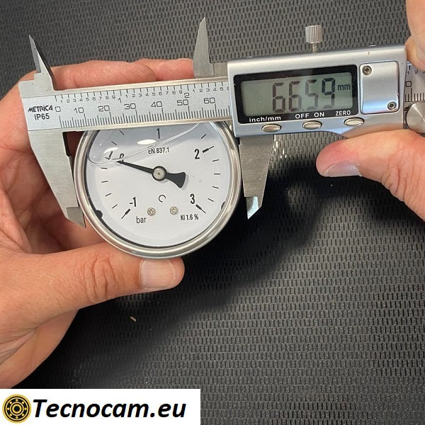 Vuotometro con GLICERINA Scala da -1 Bar a +3 Bar, Attacco Posteriore Maschio Gas 1/4" serie VUOTPCG