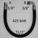 Tubo Oleodinamico ALTISSIMA PRESSIONE 1/2" 425 bar tenuta cono 60°, raccordo A) fil. GAS 3/8" FEM. - raccordo B) fil. GAS 3/8" FEM. 90° - Tecnocam Store