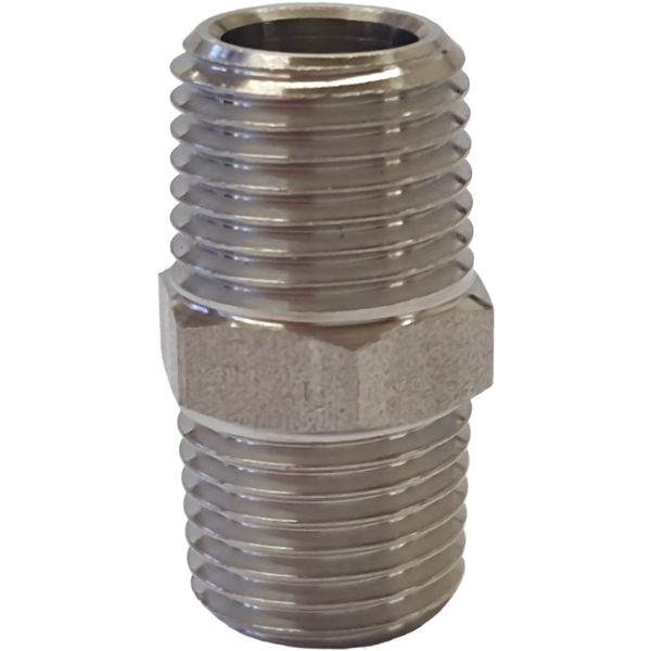Raccordi A Testa Esagonale In Acciaio Inox 316 - Filetto BSPT 6mm (1/4") - Confezione Da 5 Pezzi